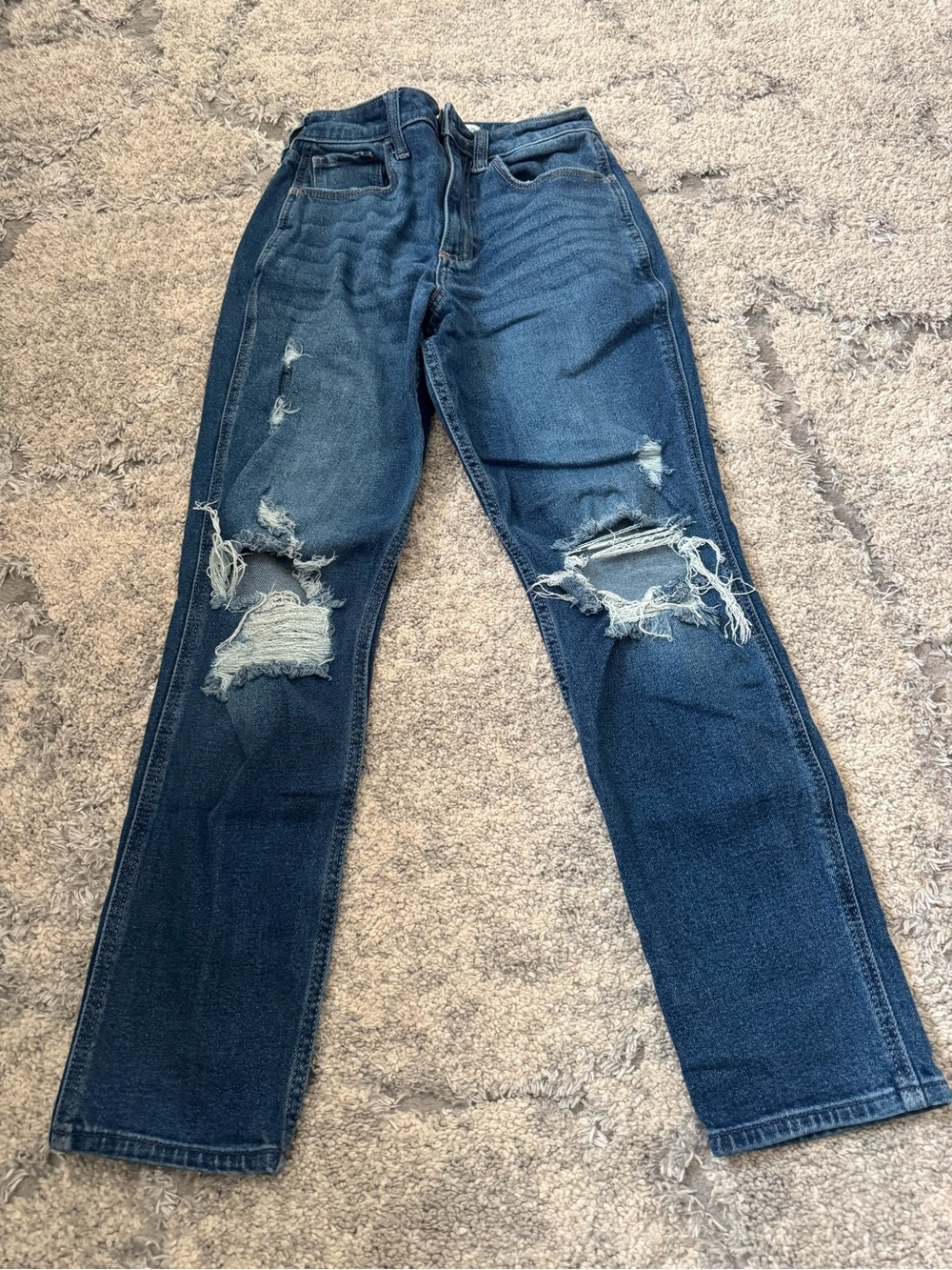 Women’s Distressed Dark Blue Jeans